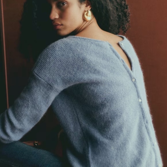 Sezane Gaspard Cardigan ✨ NWOT Vintage Blue - Picture 7 of 7